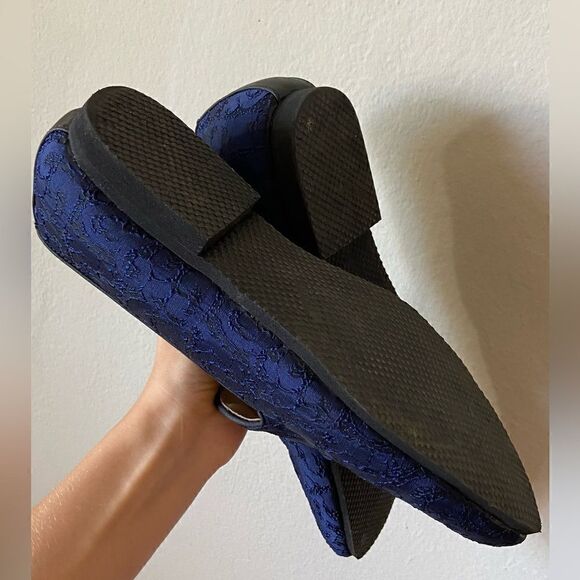 Royal Self Embroidered Blue Shode Loafer Style Juti Size 9 main image 10